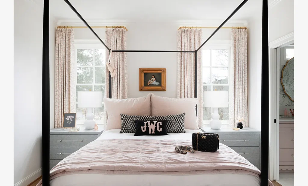 The Ashford 2 features a custom interior design bedroom from Cristi Holcombe Interiors in Alpharetta, GA
