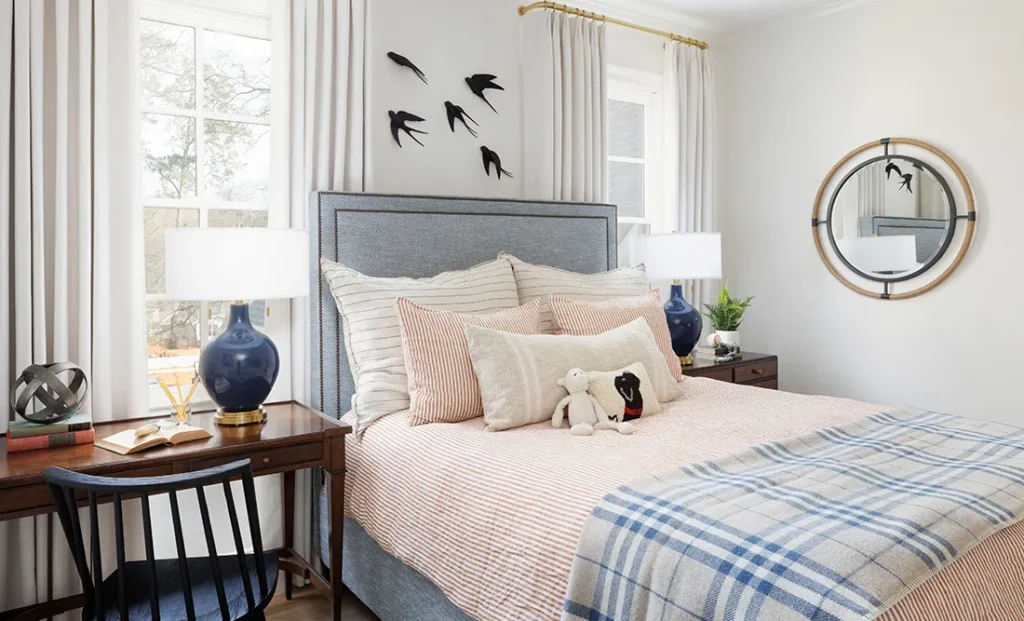The Ashford 2 features a custom interior design bedroom from Cristi Holcombe Interiors in Alpharetta, GA