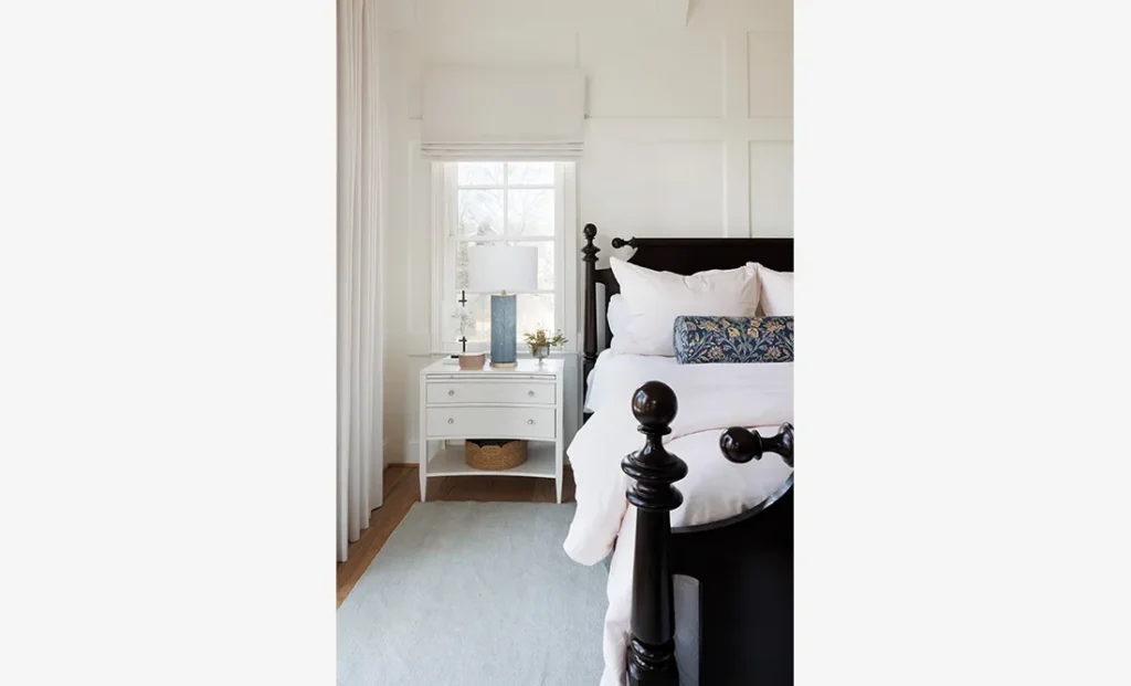 The Ashford 2 features a custom interior design bedroom from Cristi Holcombe Interiors in Alpharetta, GA