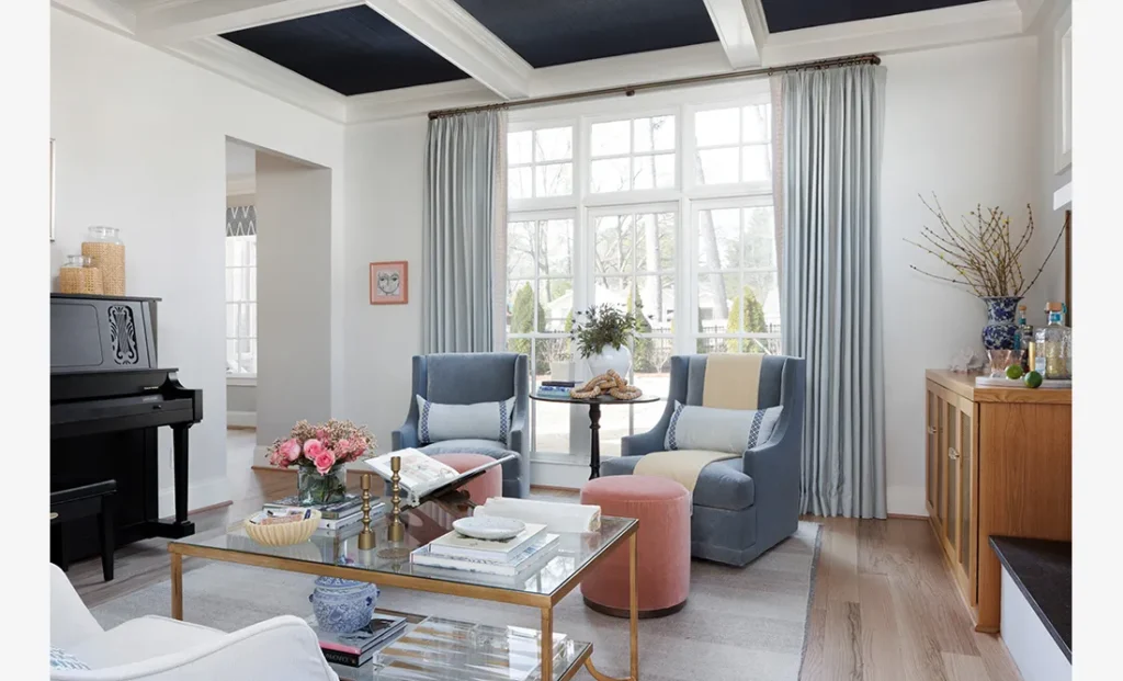The Ashford 2 features a custom interior design living room from Cristi Holcombe Interiors in Alpharetta, GA