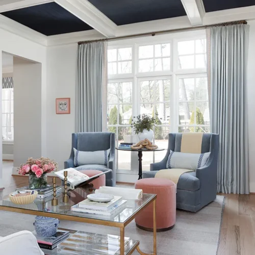 The Ashford 2 features a custom interior design living room from Cristi Holcombe Interiors in Alpharetta, GA