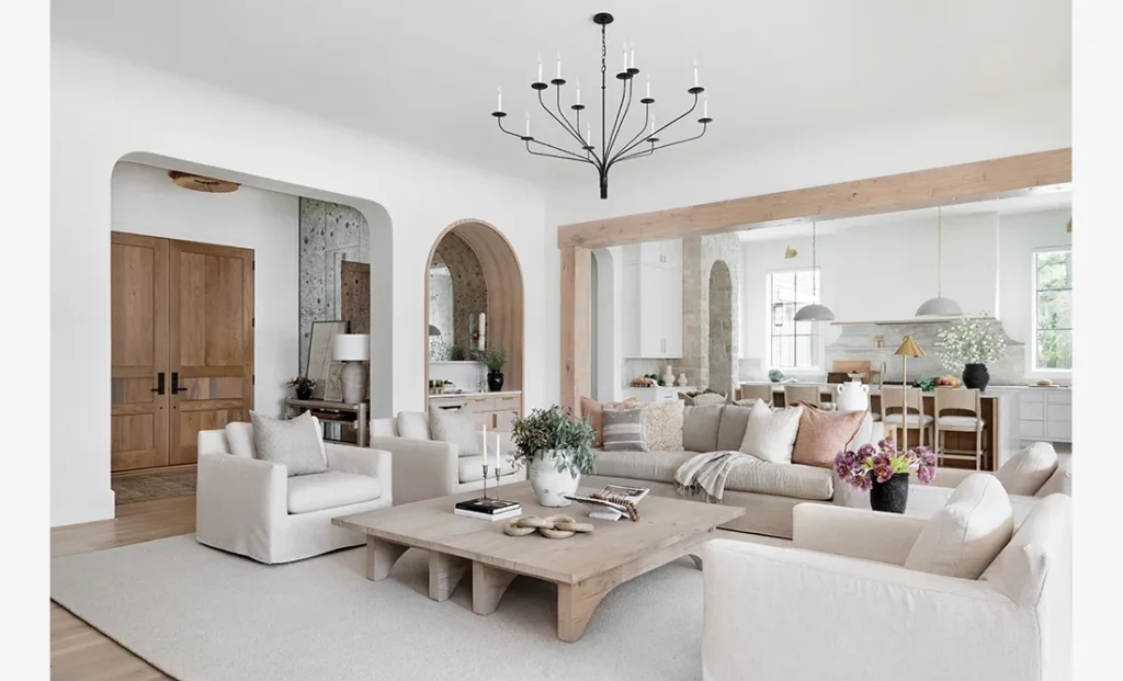 The Riverwood features a custom interior design living room from Cristi Holcombe Interiors in Alpharetta, GA